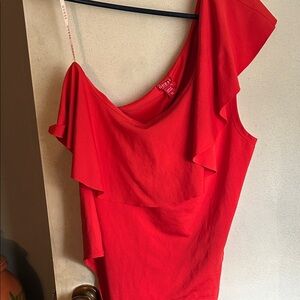 Guess Vibrant Red Ruffled Top